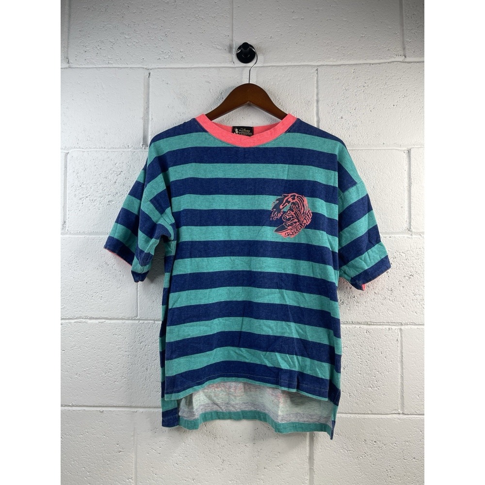 Vintage Disney Fashion " BoardStiff" ‎ Neon Striped T Shirt Men's Size Medium